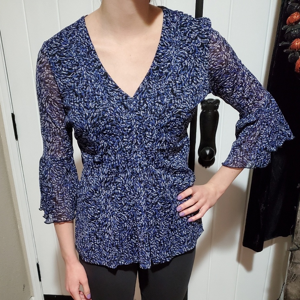 Blue Patterned Blouse